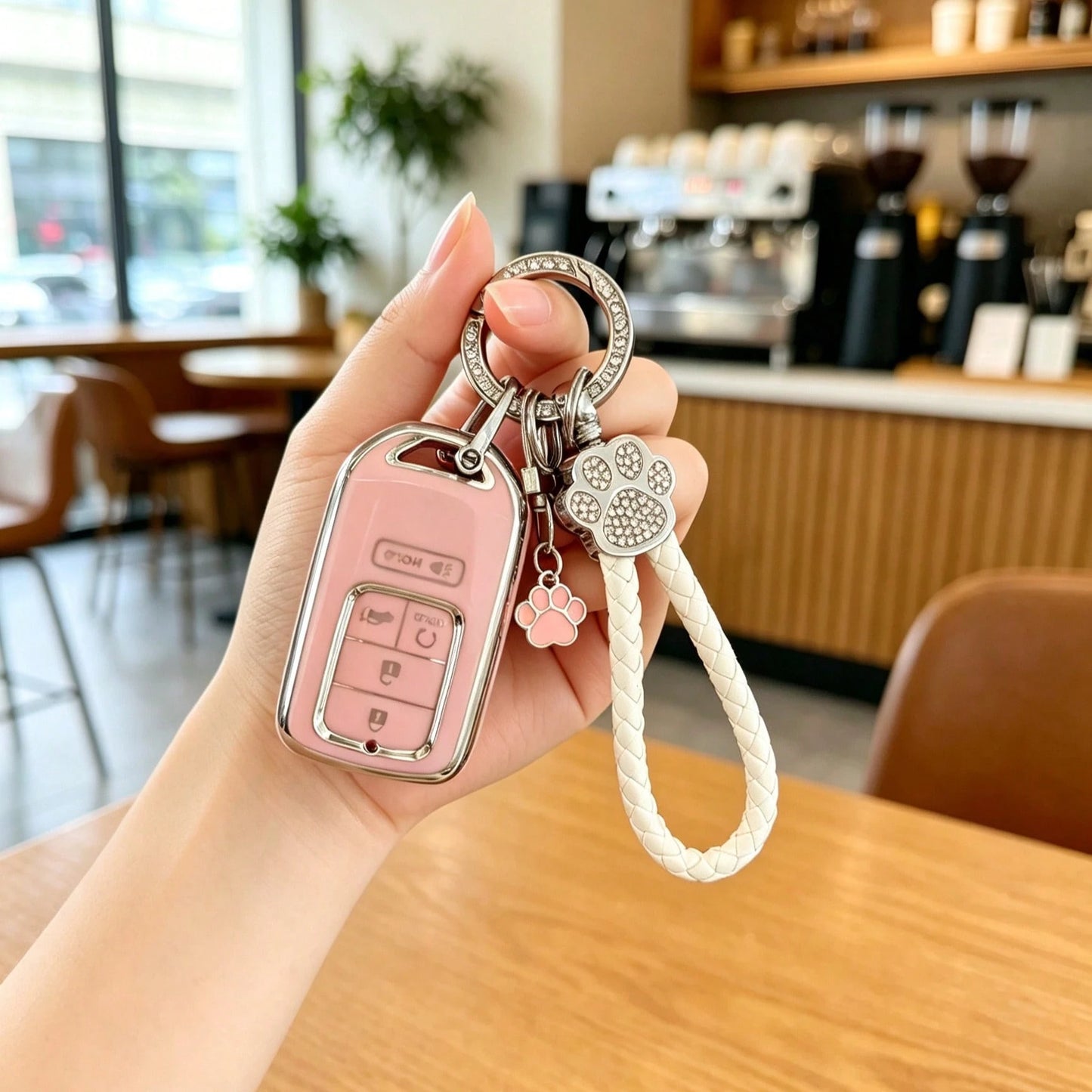 Cute Cat Paw Car Key Cover Compatible With Honda Fit, HRV, Jazz, Jade, LIFE, Women's Key Shell Case