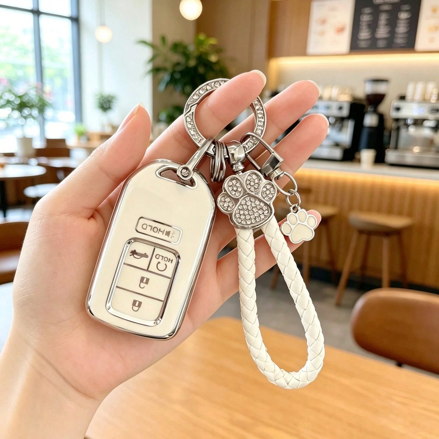 Cute Cat Paw Car Key Cover Compatible With Honda Fit, HRV, Jazz, Jade, LIFE, Women's Key Shell Case