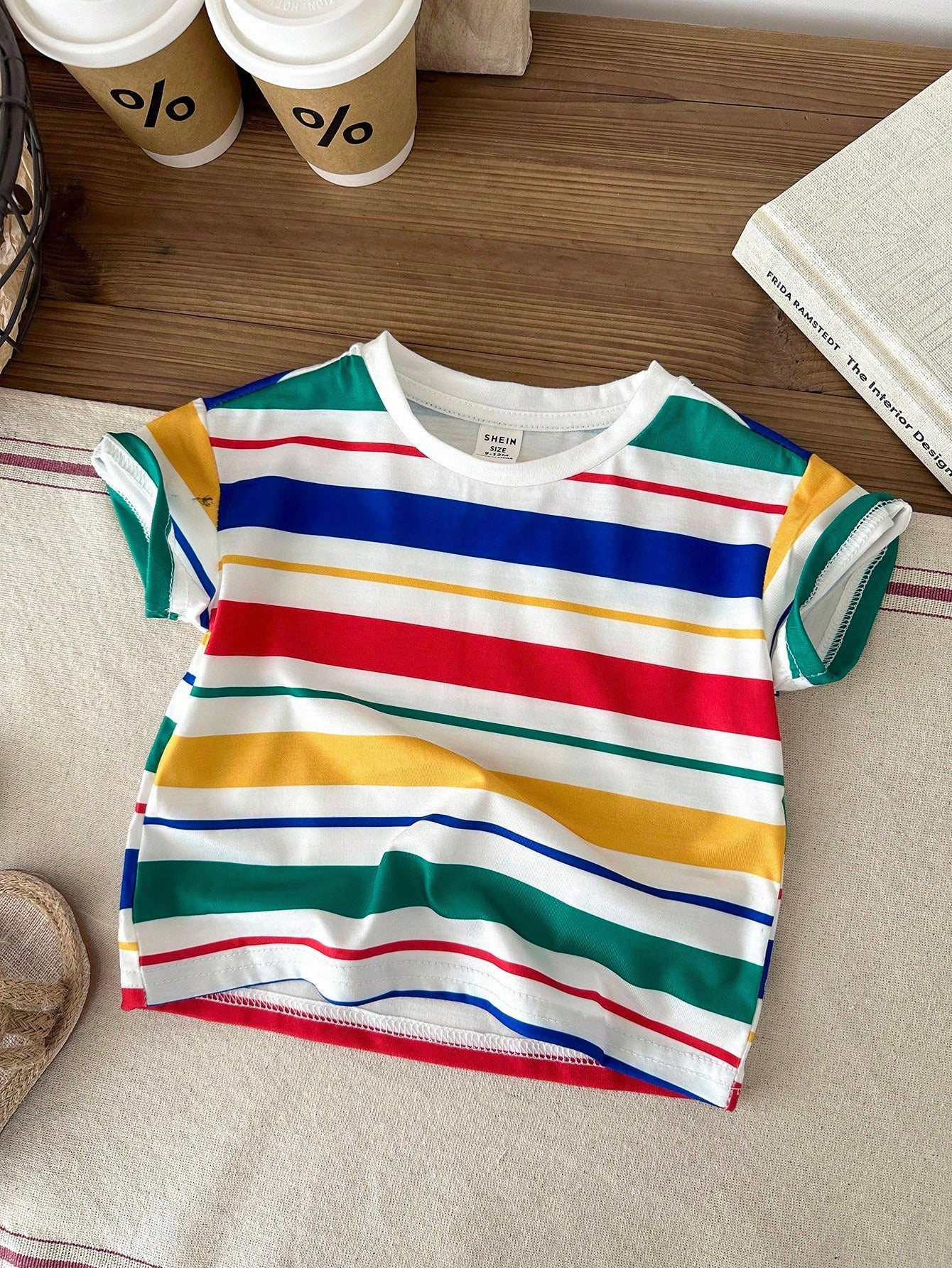 Cute Colorful Striped Knit T-Shirt Top, Versatile For Baby Boys & Girls, Summer