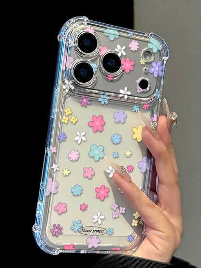 Cute Daisy Pattern Anti-Drop Phone Case, Minimalist Spring Outfit Phone Case, Perfect For Daily Use, Raised Edge Anti-Scratch Protective Cover Compatible With IPhone 15/15 Pro/15 Plus/15 Pro Max/16/16