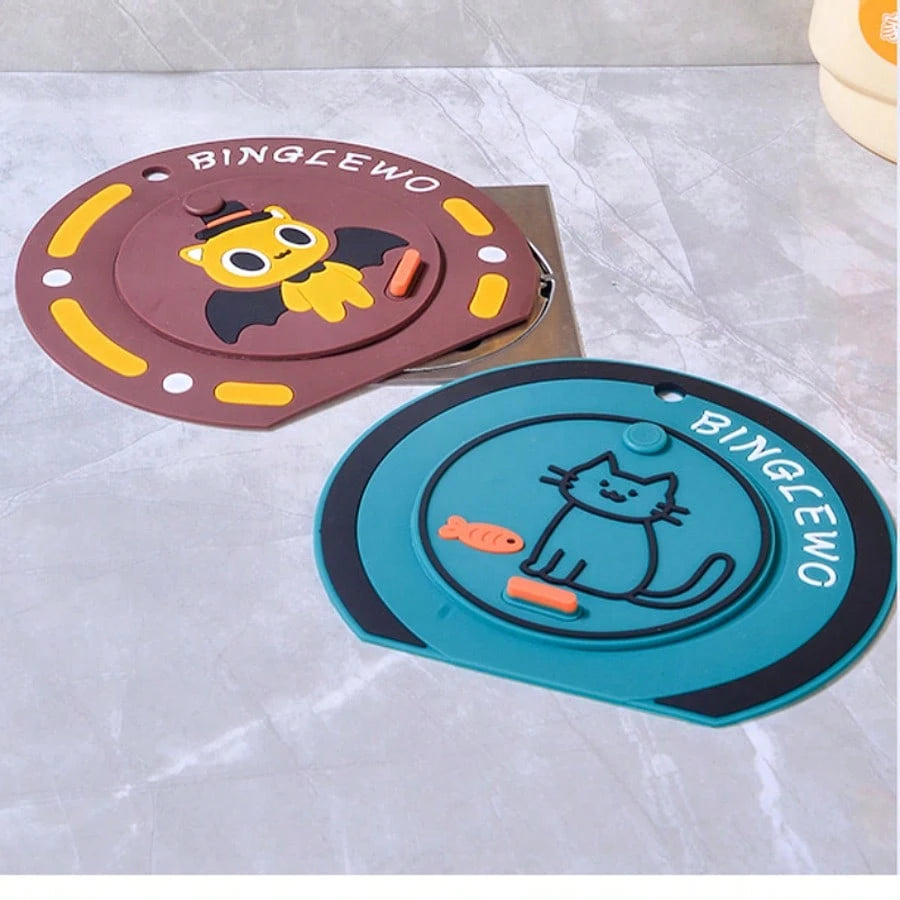 Cute Design Drain Cover, Silicone Drain Mat, Prevents Pests And Odors, Anti-Slip Bathroom/Kitchen Drain Mat, Suitable For Toilet, Sink, Shower. Easy To Clean Bathroom Drain Mat.