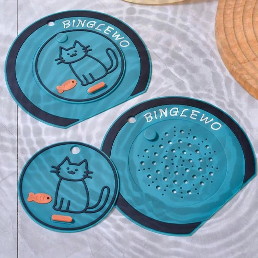 Cute Design Drain Cover, Silicone Drain Mat, Prevents Pests And Odors, Anti-Slip Bathroom/Kitchen Drain Mat, Suitable For Toilet, Sink, Shower. Easy To Clean Bathroom Drain Mat.