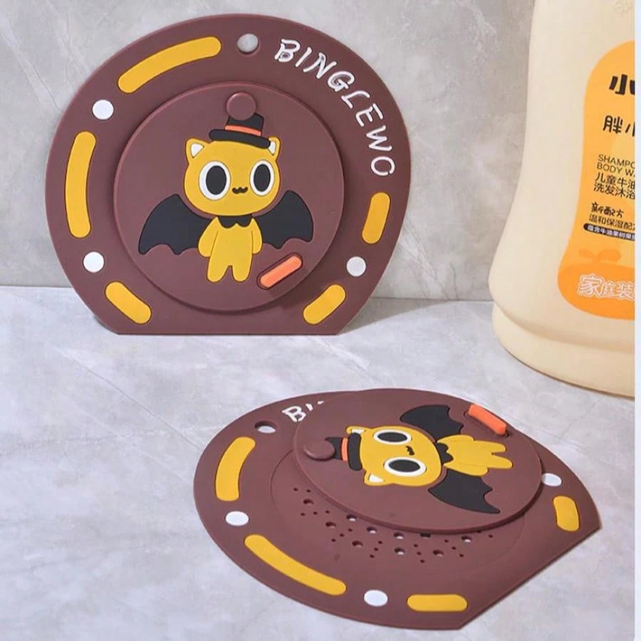 Cute Design Drain Cover, Silicone Drain Mat, Prevents Pests And Odors, Anti-Slip Bathroom/Kitchen Drain Mat, Suitable For Toilet, Sink, Shower. Easy To Clean Bathroom Drain Mat.
