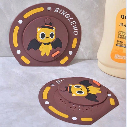 Cute Design Drain Cover, Silicone Drain Mat, Prevents Pests And Odors, Anti-Slip Bathroom/Kitchen Drain Mat, Suitable For Toilet, Sink, Shower. Easy To Clean Bathroom Drain Mat.