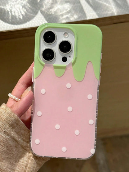 Cute Minimalist Pink Bowknot Fashion Phone Case With Polka Dot Compatible With IPhone 17 Pro Max, 17 Pro, 17 Air, 17, 16, 15, 14, 13, 12, 11 Pro Max Plus, Soft Protective Back Cover, Spring Gift