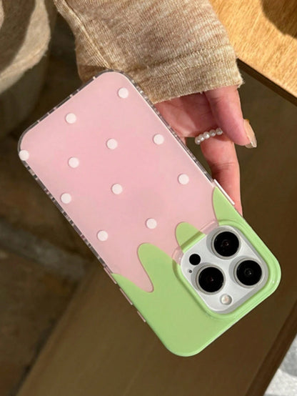 Cute Minimalist Pink Bowknot Fashion Phone Case With Polka Dot Compatible With IPhone 17 Pro Max, 17 Pro, 17 Air, 17, 16, 15, 14, 13, 12, 11 Pro Max Plus, Soft Protective Back Cover, Spring Gift