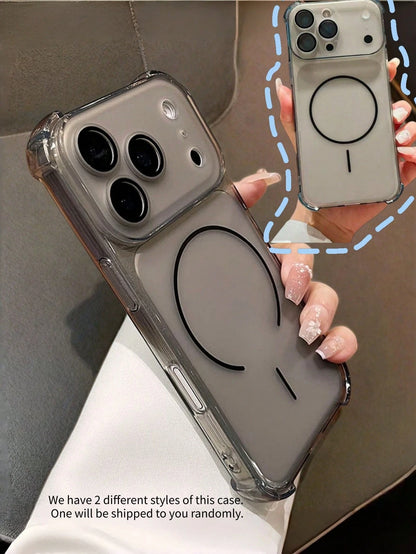 Cute Pink Anti-Drop Magnetic Phone Case| Transparent Frame Support| Full Protection Shell Compatible With Apple 17/16/15/14/13 Air/17 Pro Max Supports Wireless Charging Matte Texture, Full Lens Prot