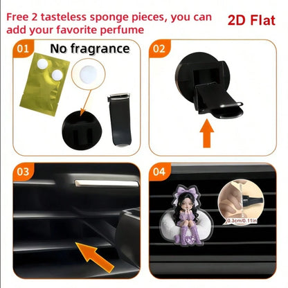 Cute Resting Cheeks Girl Vent Ornament, Flat 2D Printed Transparent Acrylic Car Air‑Vent Charm, Metal Spring Clip‑On Girly Car Interior Gift For Women Drivers