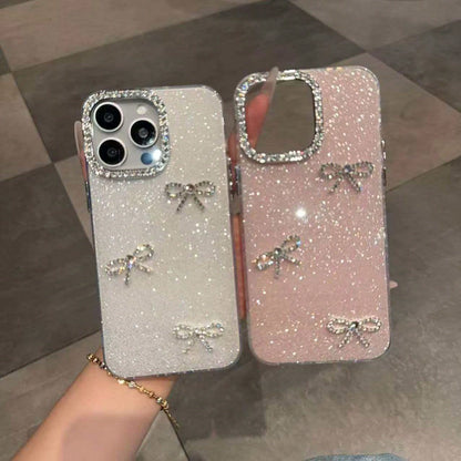 Cute Shiny Bowknot Phone Case, Shockproof Protective Mobile Phone Cover, Luxury Sparkly Glitter Design, Soft Silicone Flexible Bumper, Slim Fit Anti-Scratch Shield, Elegant Fashion Decoration For Dail