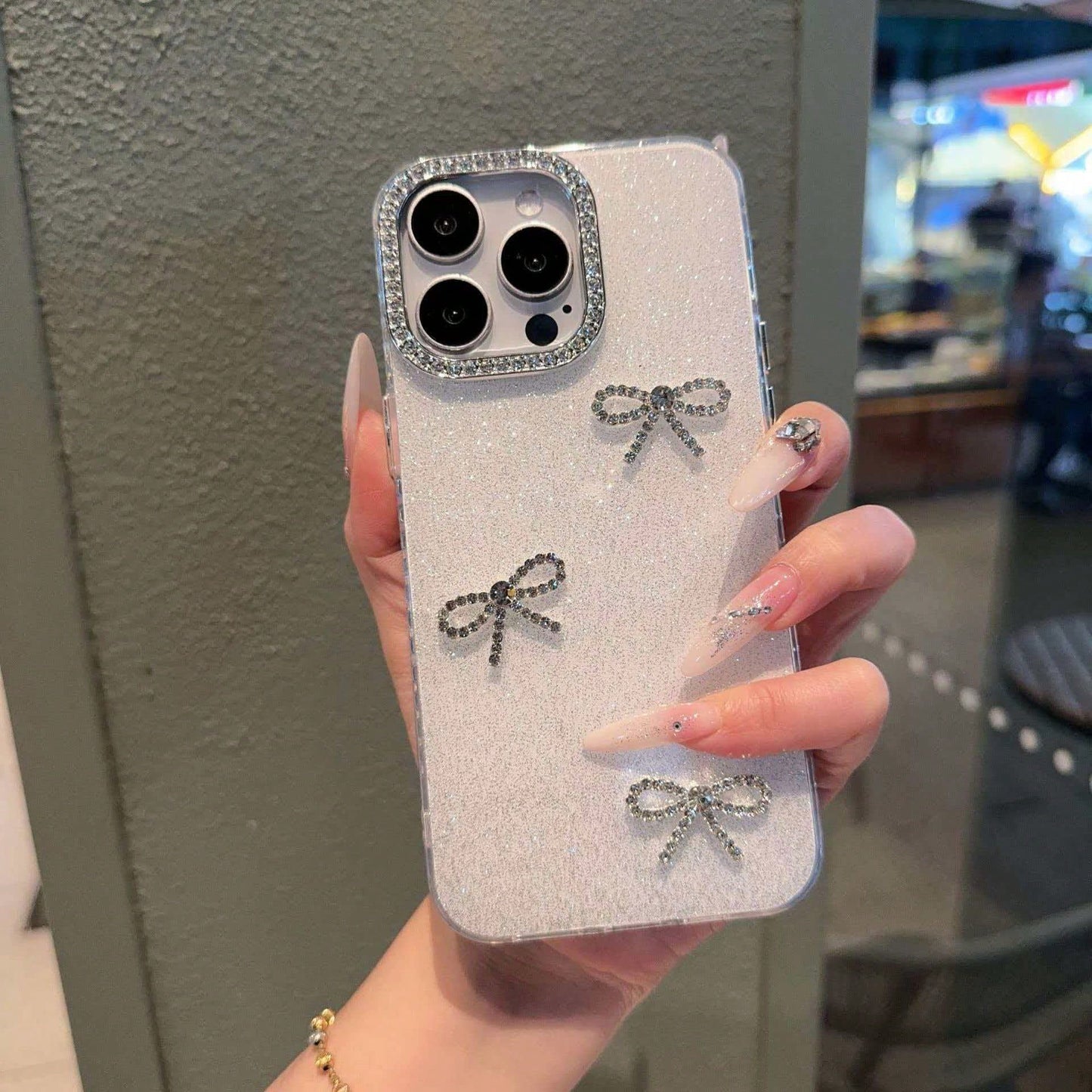 Cute Shiny Bowknot Phone Case, Shockproof Protective Mobile Phone Cover, Luxury Sparkly Glitter Design, Soft Silicone Flexible Bumper, Slim Fit Anti-Scratch Shield, Elegant Fashion Decoration For Dail