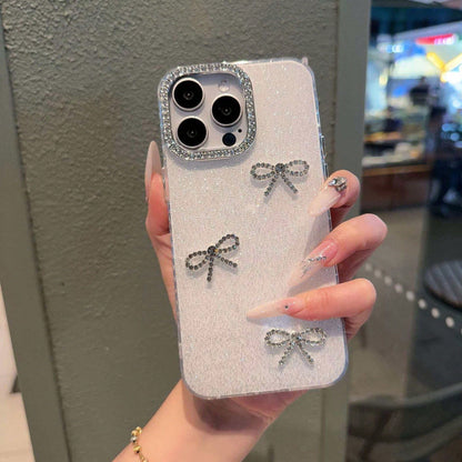 Cute Shiny Bowknot Phone Case, Shockproof Protective Mobile Phone Cover, Luxury Sparkly Glitter Design, Soft Silicone Flexible Bumper, Slim Fit Anti-Scratch Shield, Elegant Fashion Decoration For Dail