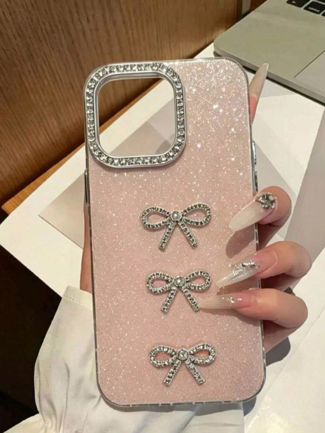 Cute Shiny Bowknot Phone Case, Shockproof Protective Mobile Phone Cover, Luxury Sparkly Glitter Design, Soft Silicone Flexible Bumper, Slim Fit Anti-Scratch Shield, Elegant Fashion Decoration For Dail