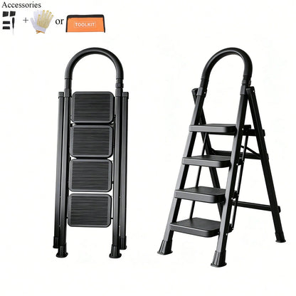 CVNU Heavy-Duty 2/3/4/5-Step Portable Folding Ladder, 330 Lbs Weight Capacity, Durable Plastic Folding Ladder With Non-Slip Steps, Lightweight And Portable, Suitable For Both Household And Industrial