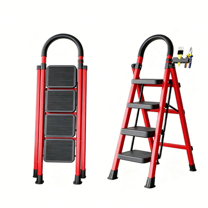 CVNU Heavy-Duty 2/3/4/5-Step Portable Folding Ladder, 330 Lbs Weight Capacity, Durable Plastic Folding Ladder With Non-Slip Steps, Lightweight And Portable, Suitable For Both Household And Industrial