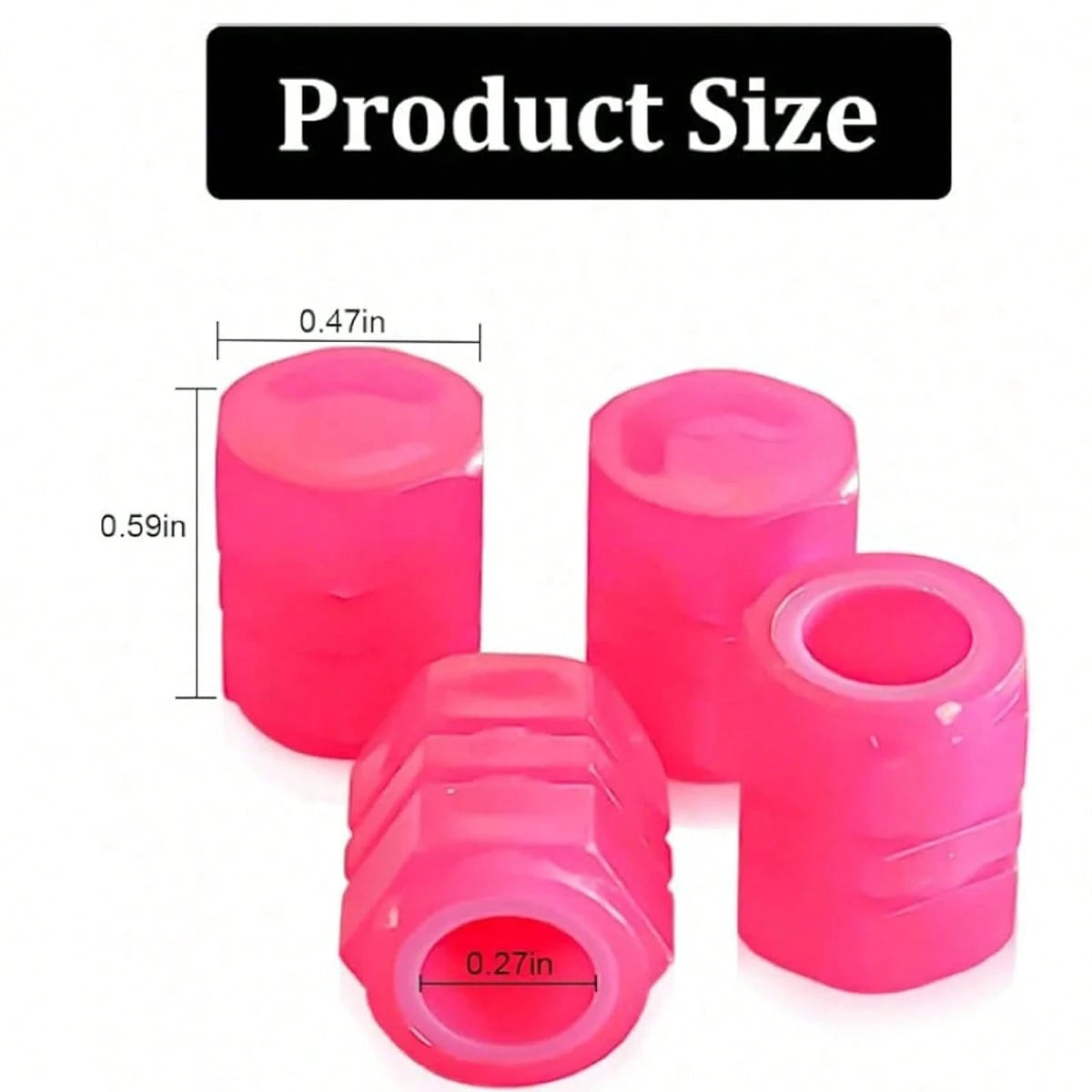 CyberDyer 4pcs Glow-In-The-Dark Tire Valve Caps, Luminous Dust-Proof Tire Valve Stem Covers For Motorcycle & Bicycle