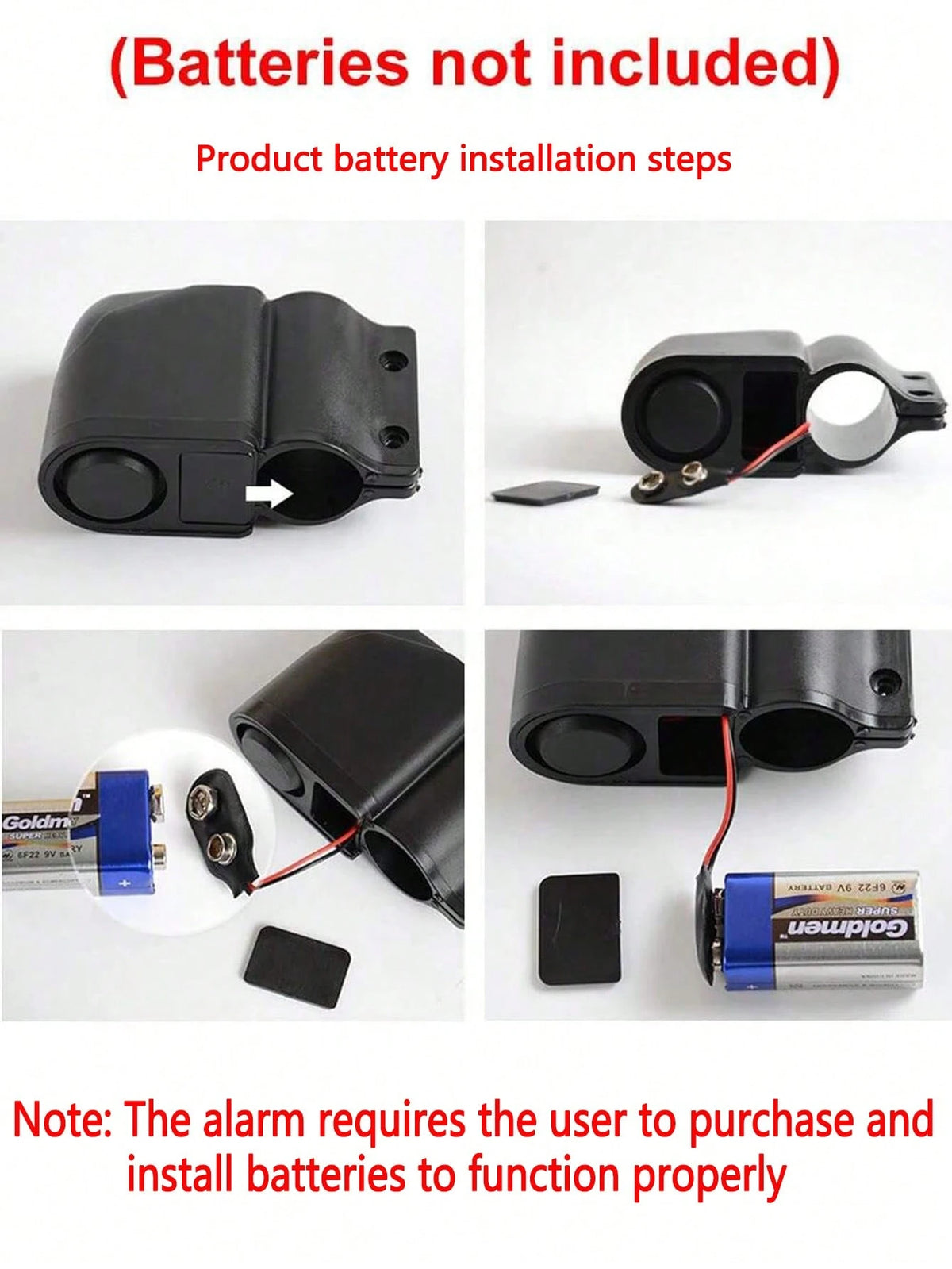 Cycle Zone 1pc Bicycle Remote Control Anti-Theft Alarm, Smart Wireless Remote Control Alarm Lock For Mountain Bike (Requires User To Purchase And Install Battery)