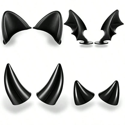 D4 Pairs Helmet Devil Horns Motorcycle Helmet Accories Cat Ears Devil Wings Horns With Adhesive Suction Cup Ski Bike Accories For Women Men Black7001