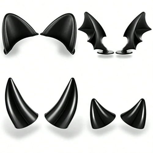 D4 Pairs Helmet Devil Horns Motorcycle Helmet Accories Cat Ears Devil Wings Horns With Adhesive Suction Cup Ski Bike Accories For Women Men Black7001