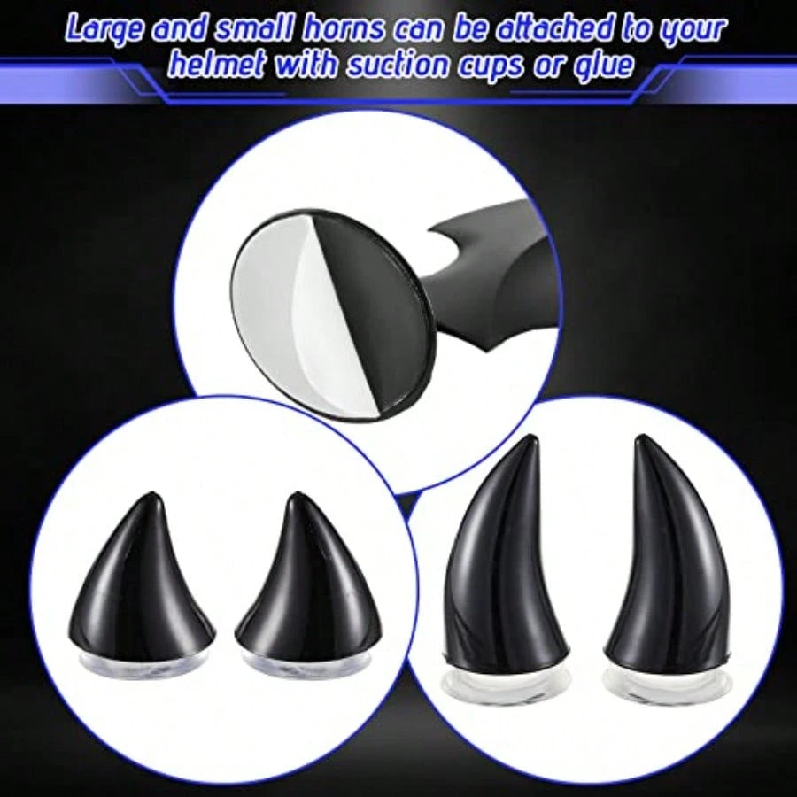 D4 Pairs Helmet Devil Horns Motorcycle Helmet Accories Cat Ears Devil Wings Horns With Adhesive Suction Cup Ski Bike Accories For Women Men Black7001