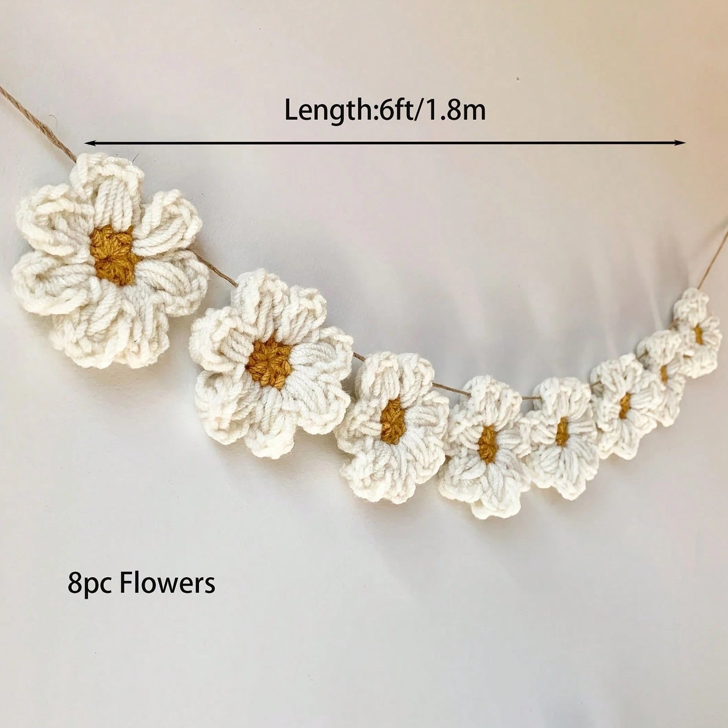 Daisy Flower Wreath Wall Hanging, Crochet Daisy Mother's Day Decor, Handmade Crochet Mother's Day Wreath Banner, Baby Shower Gender Reveal, Wedding Birthday Party Home Decor, Bedroom, Whimsical Design