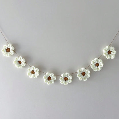Daisy Flower Wreath Wall Hanging, Crochet Daisy Mother's Day Decor, Handmade Crochet Mother's Day Wreath Banner, Baby Shower Gender Reveal, Wedding Birthday Party Home Decor, Bedroom, Whimsical Design