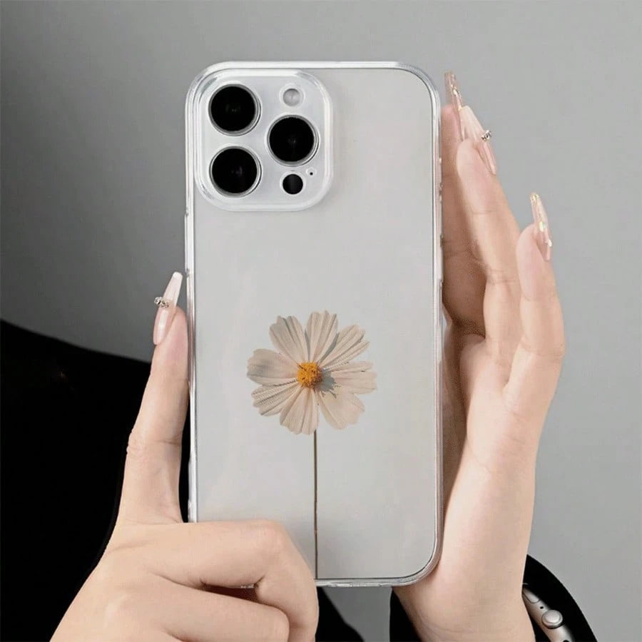 Daisy Pattern Transparent Anti-Drop Phone Case, Suitable As Birthday And Christmas Gift For Couples, Girlfriends, Daughters, Teenagers