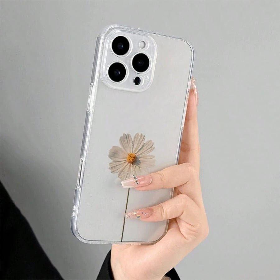 Daisy Pattern Transparent Anti-Drop Phone Case, Suitable As Birthday And Christmas Gift For Couples, Girlfriends, Daughters, Teenagers