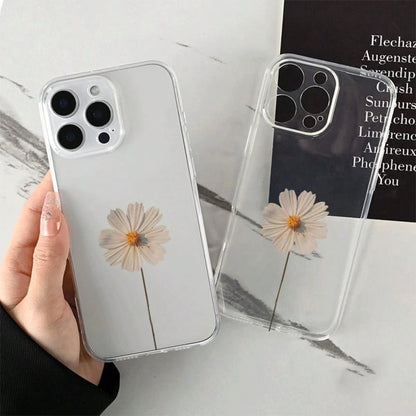 Daisy Pattern Transparent Anti-Drop Phone Case, Suitable As Birthday And Christmas Gift For Couples, Girlfriends, Daughters, Teenagers