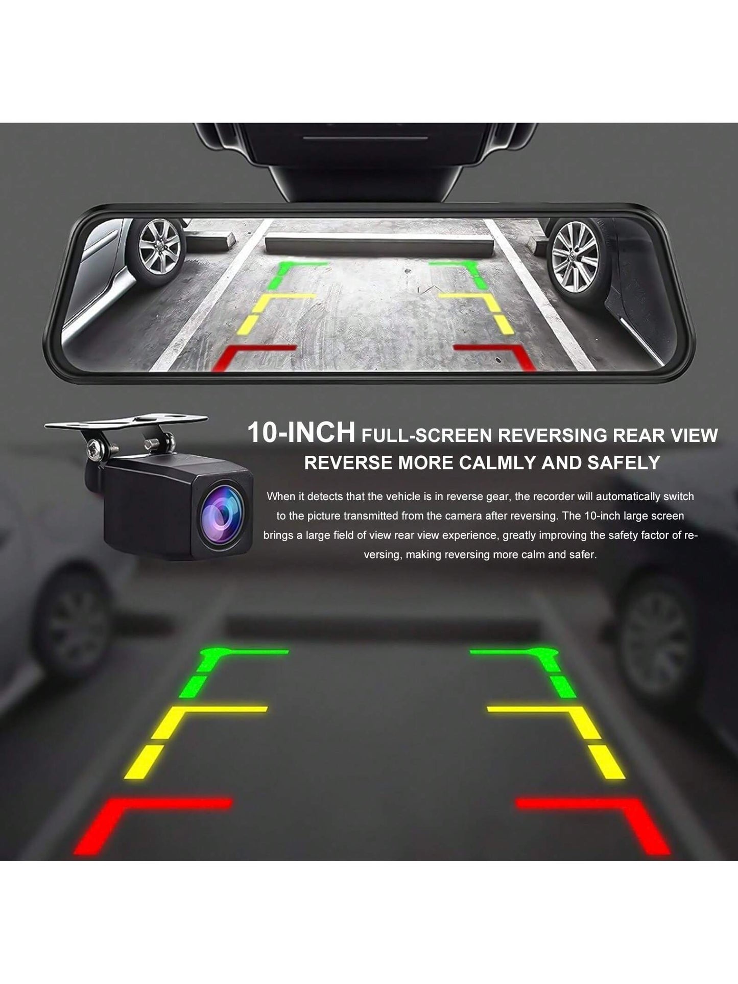 Dash Cam Front Rear, 10in, 1080p Touch Screen Assist Night Vision Dual Car Dash Camera