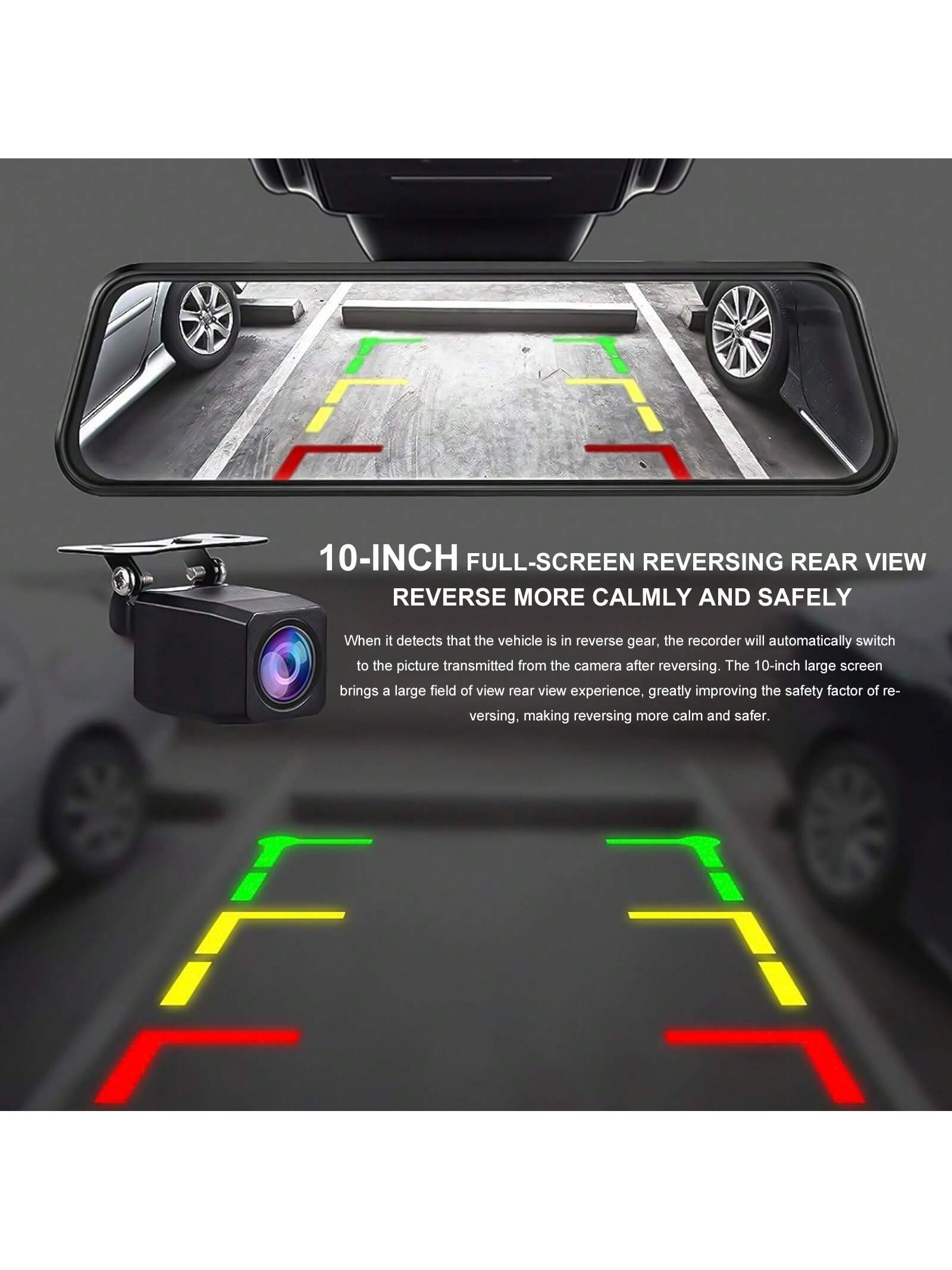 Dash Cam Front Rear, 10in, 1080p Touch Screen Assist Night Vision Dual Car Dash Camera