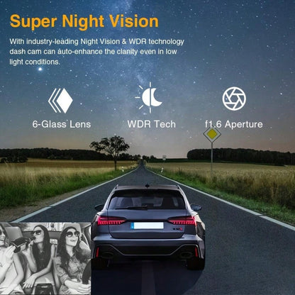 Dash Camera Front And Inside With 32G SD Card, 3.16inch Dash Cam 1080P, G Sensor HD Night Vision Loop Recording Wide Angle Car DVR