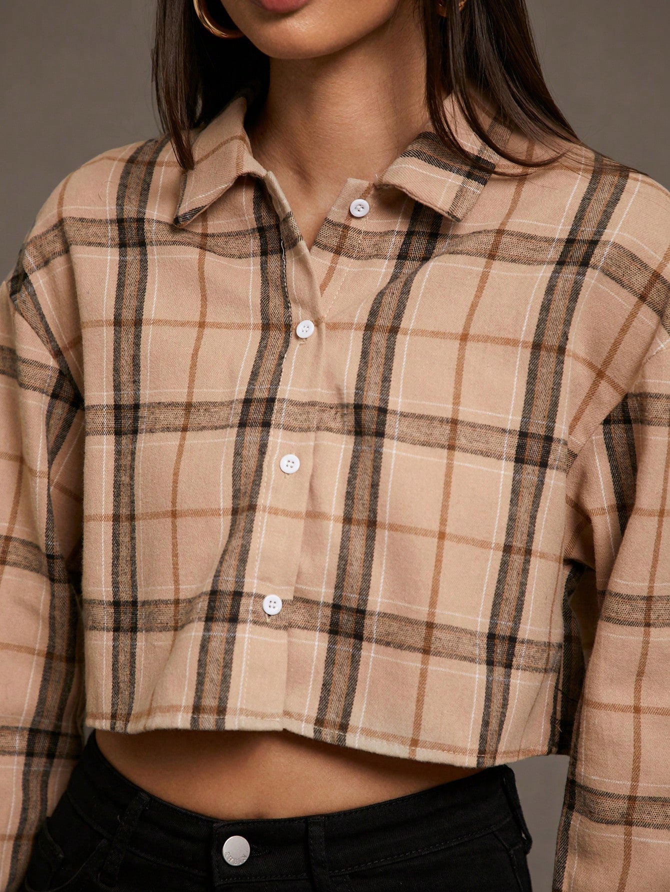 Dayvera Women's Red Button-Front Long Sleeve Plaid Casual Shirt Christmas Women Clothes Thanksgiving Tops