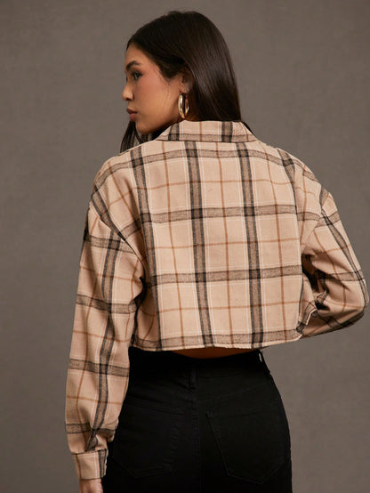 Dayvera Women's Red Button-Front Long Sleeve Plaid Casual Shirt Christmas Women Clothes Thanksgiving Tops