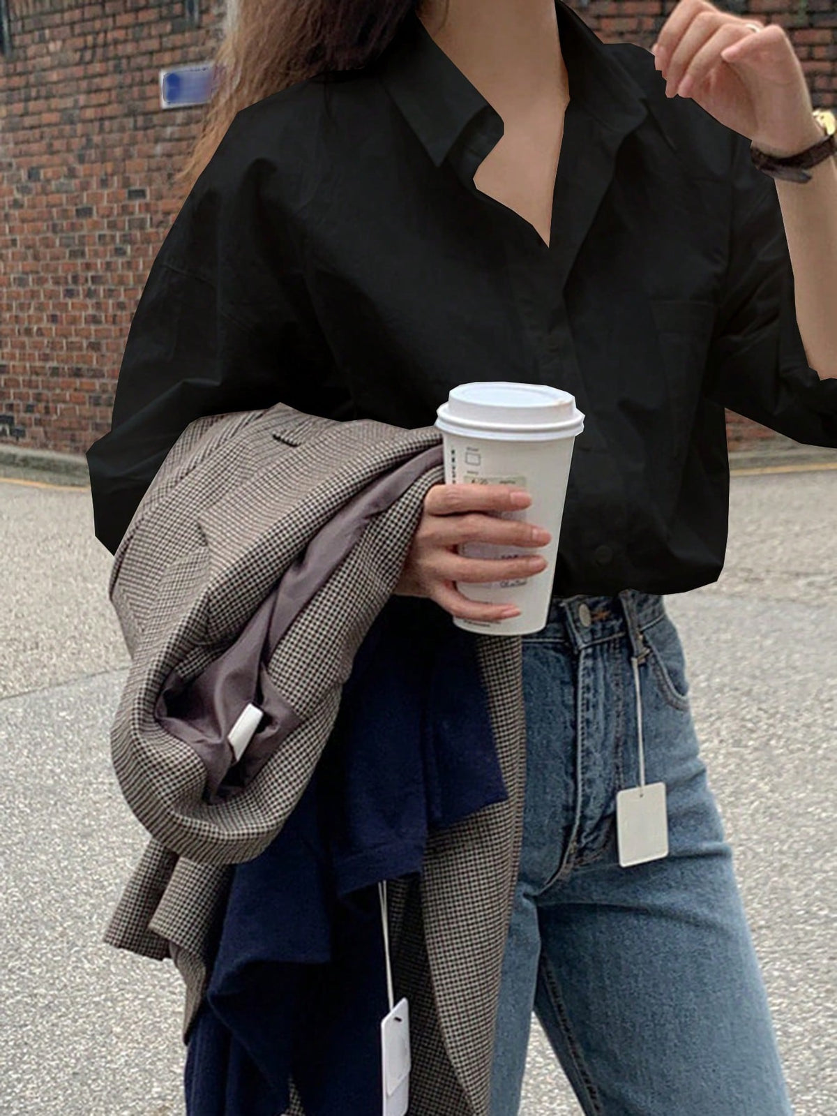 DAZY Casual Solid Color Long Sleeve Shirt, Autumn