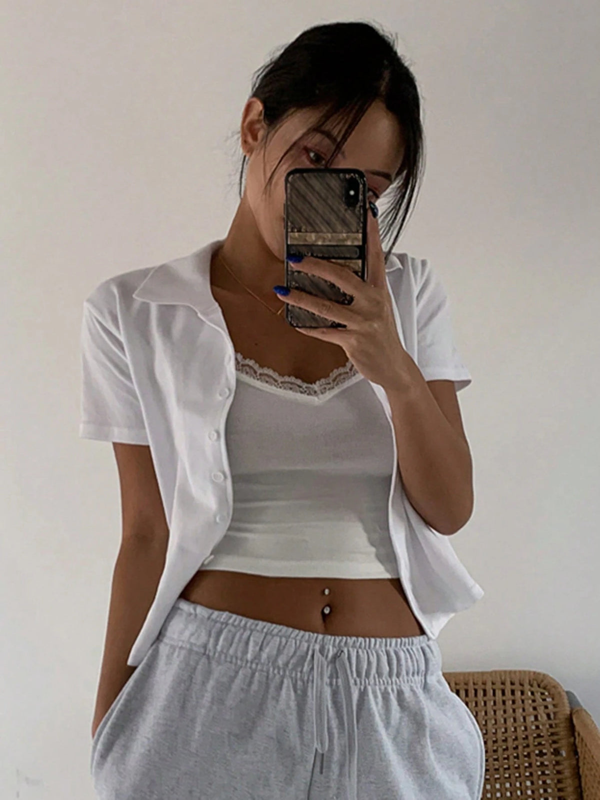 DAZY Lace Trim Cami Top Y2k For Women Summer Crop Top