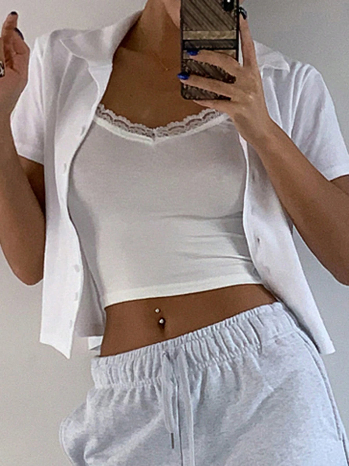 DAZY Lace Trim Cami Top Y2k For Women Summer Crop Top