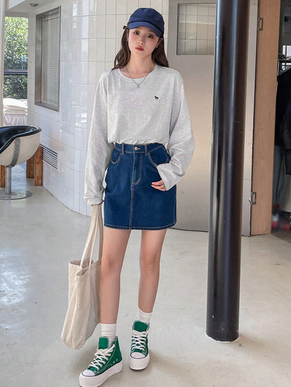 DAZY Letter Graphic Drop Shoulder Tee Long Sleeve Women Tops,Fall Women Clothes