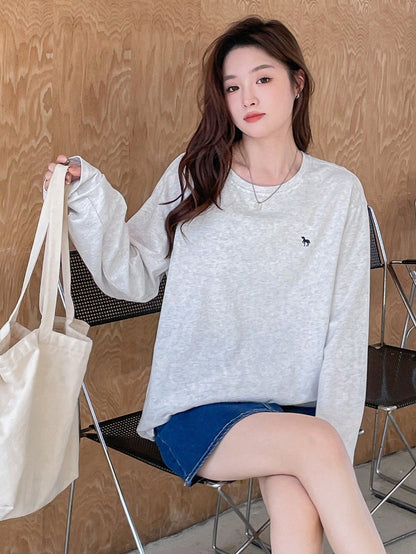 DAZY Letter Graphic Drop Shoulder Tee Long Sleeve Women Tops,Fall Women Clothes