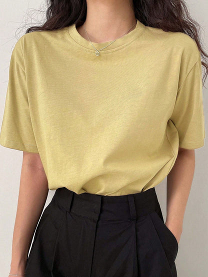 DAZY Solid Drop Shoulder Tee Summer