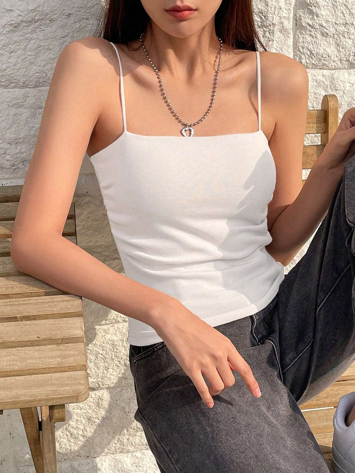 DAZY Solid Ruched Cami Top Tank Tops Halter Top