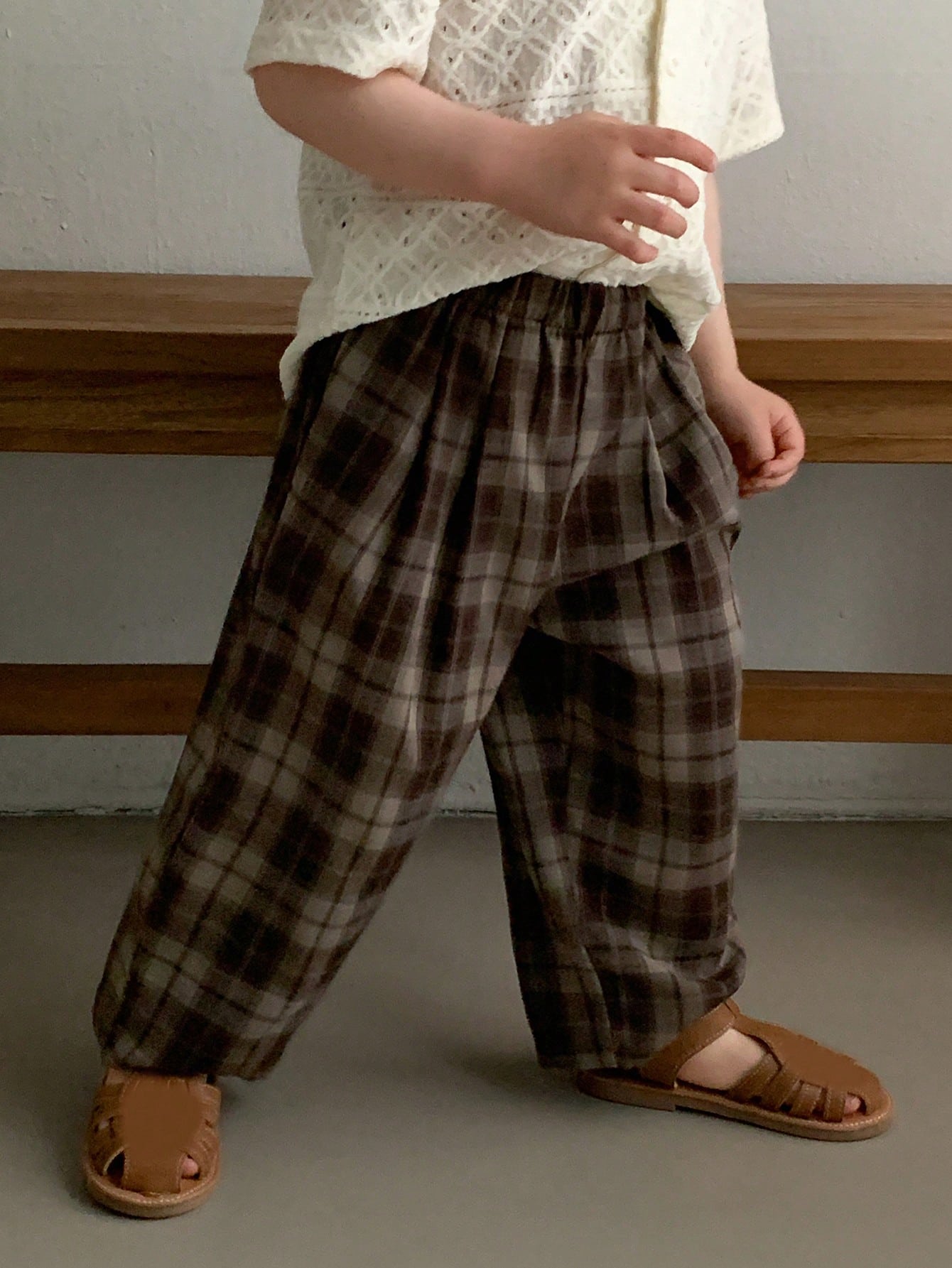 DAZY Toddler Boys' Plaid Casual Loose Korean Style Bottoms
