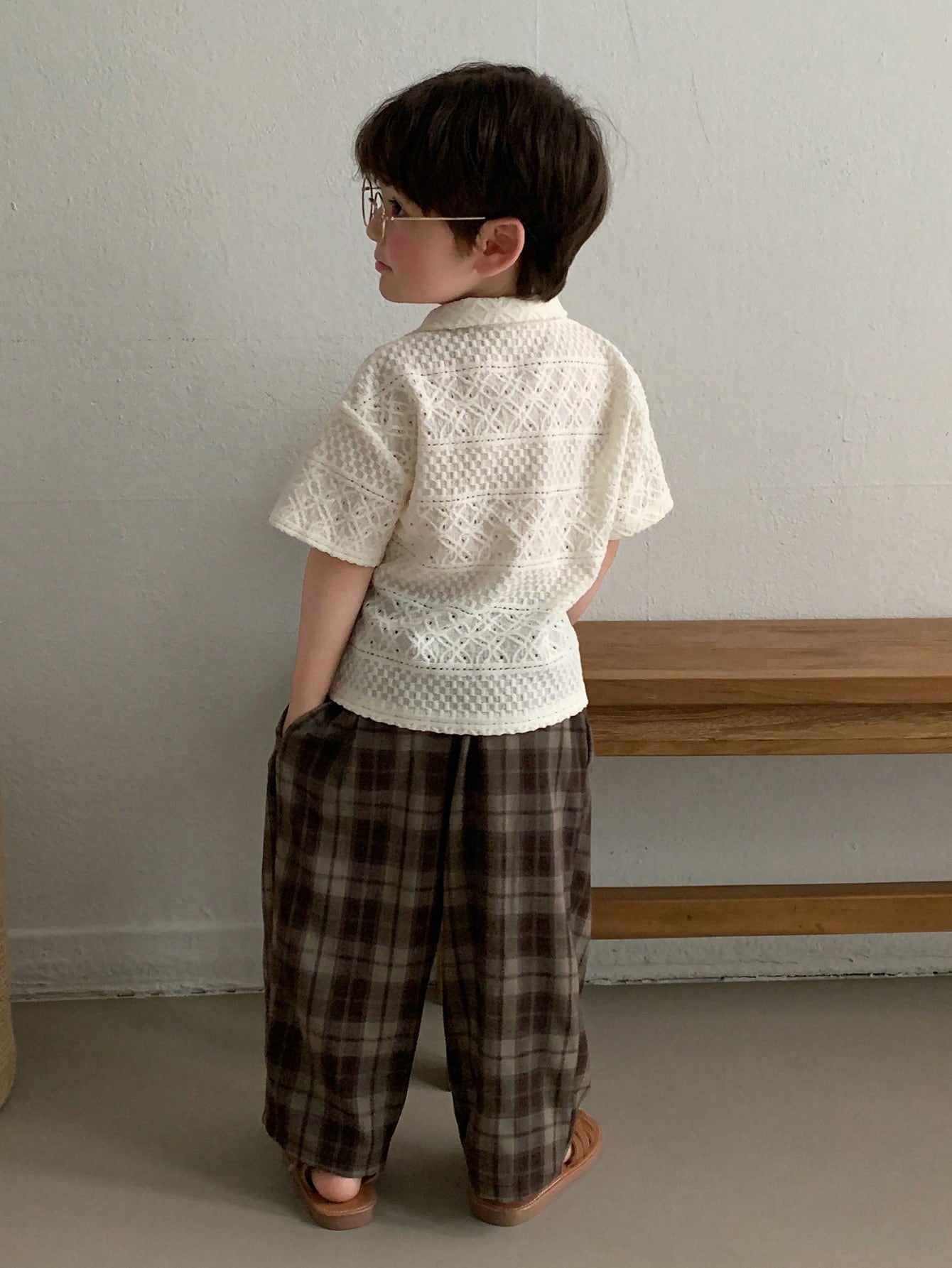 DAZY Toddler Boys' Plaid Casual Loose Korean Style Bottoms