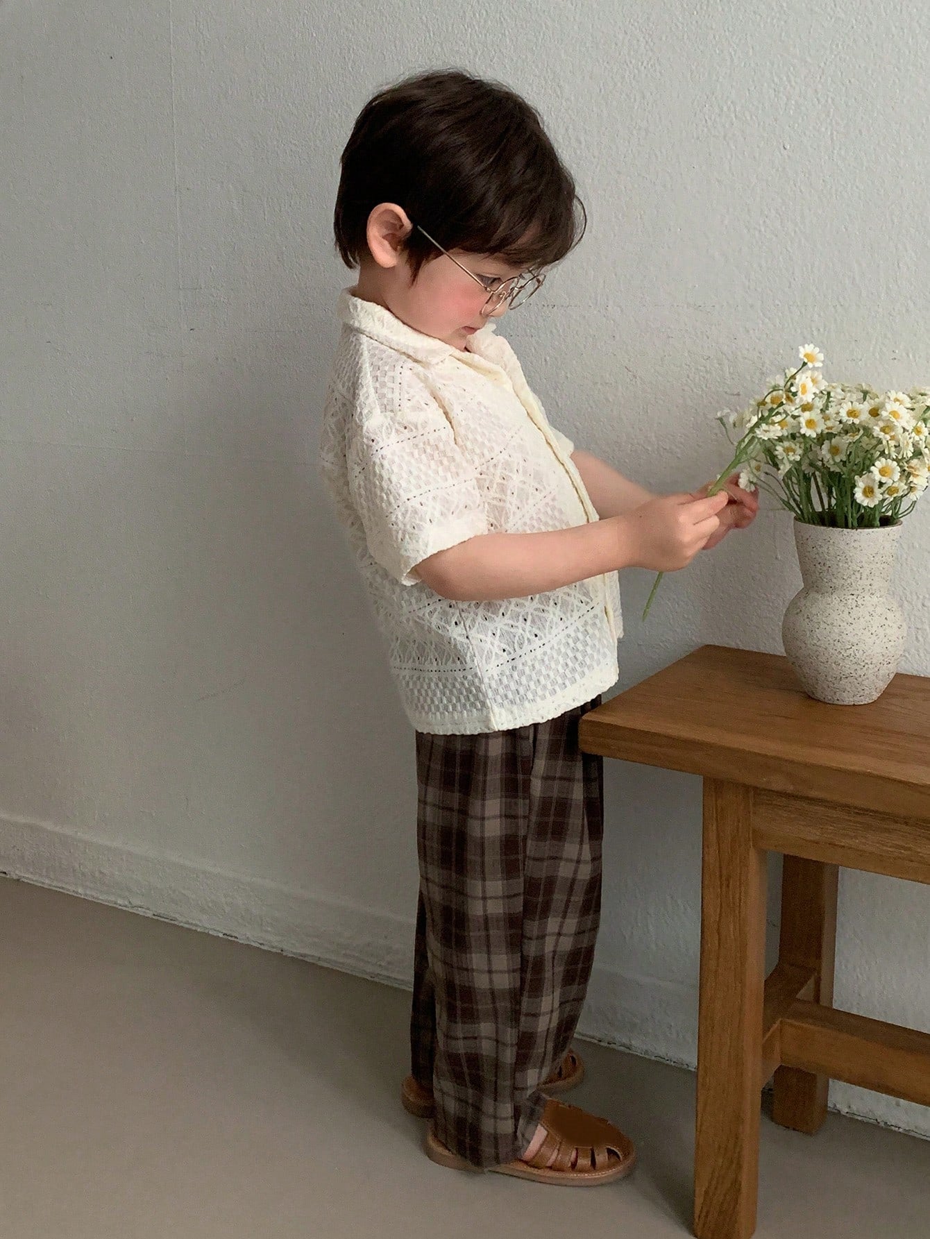 DAZY Toddler Boys' Plaid Casual Loose Korean Style Bottoms