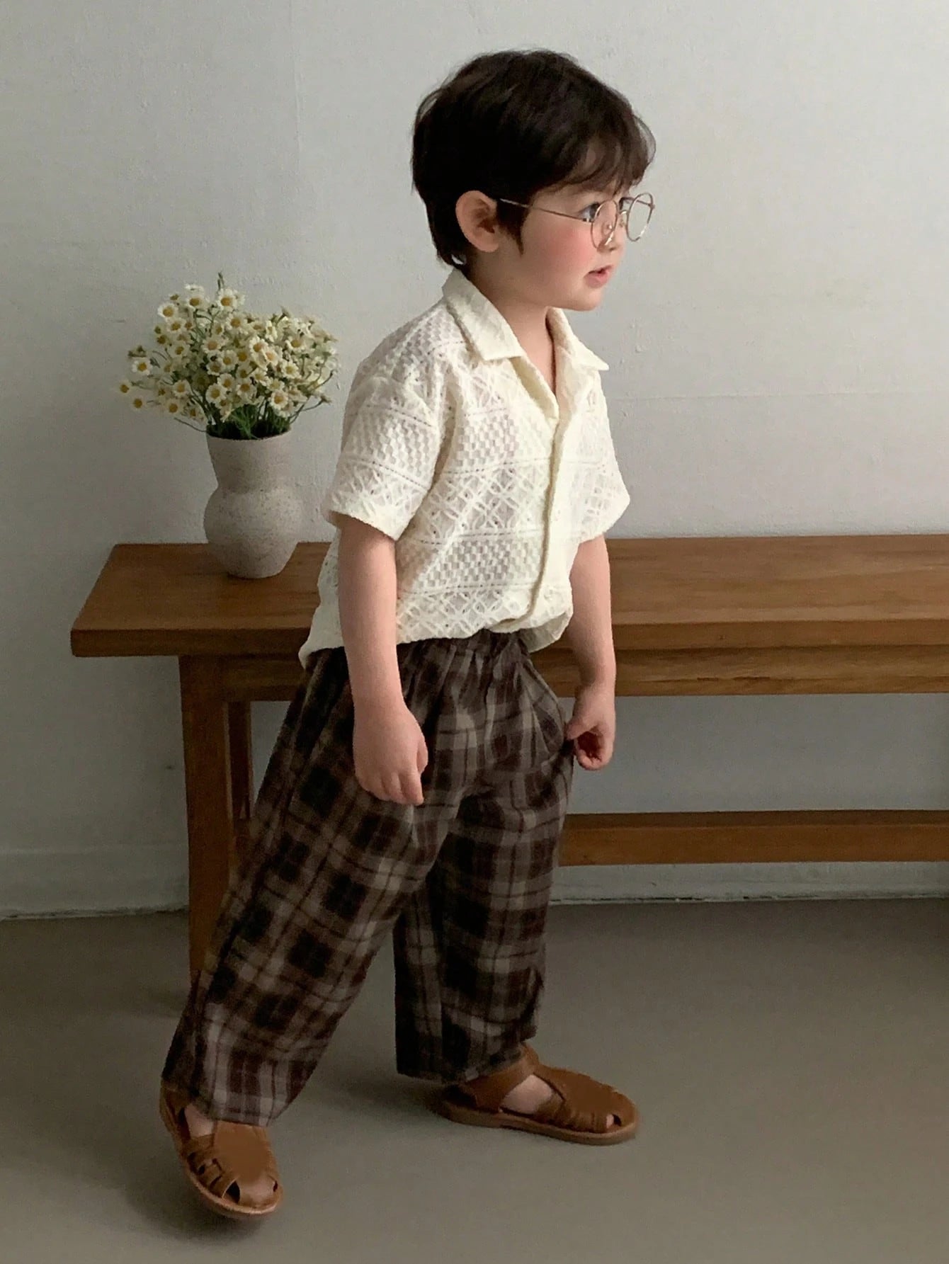 DAZY Toddler Boys' Plaid Casual Loose Korean Style Bottoms