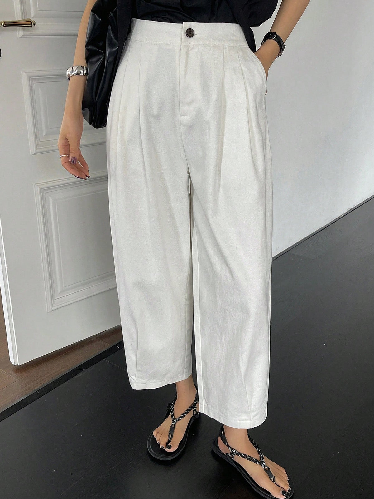 DAZY Women Loose Solid Color Casual Business Pants