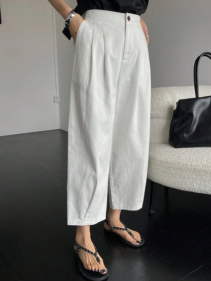 DAZY Women Loose Solid Color Casual Business Pants