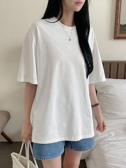 DAZY Women's Casual-Fit Star Mesh Insert Back Casual Summer T-Shirt Y2k Oversized T-Shirt