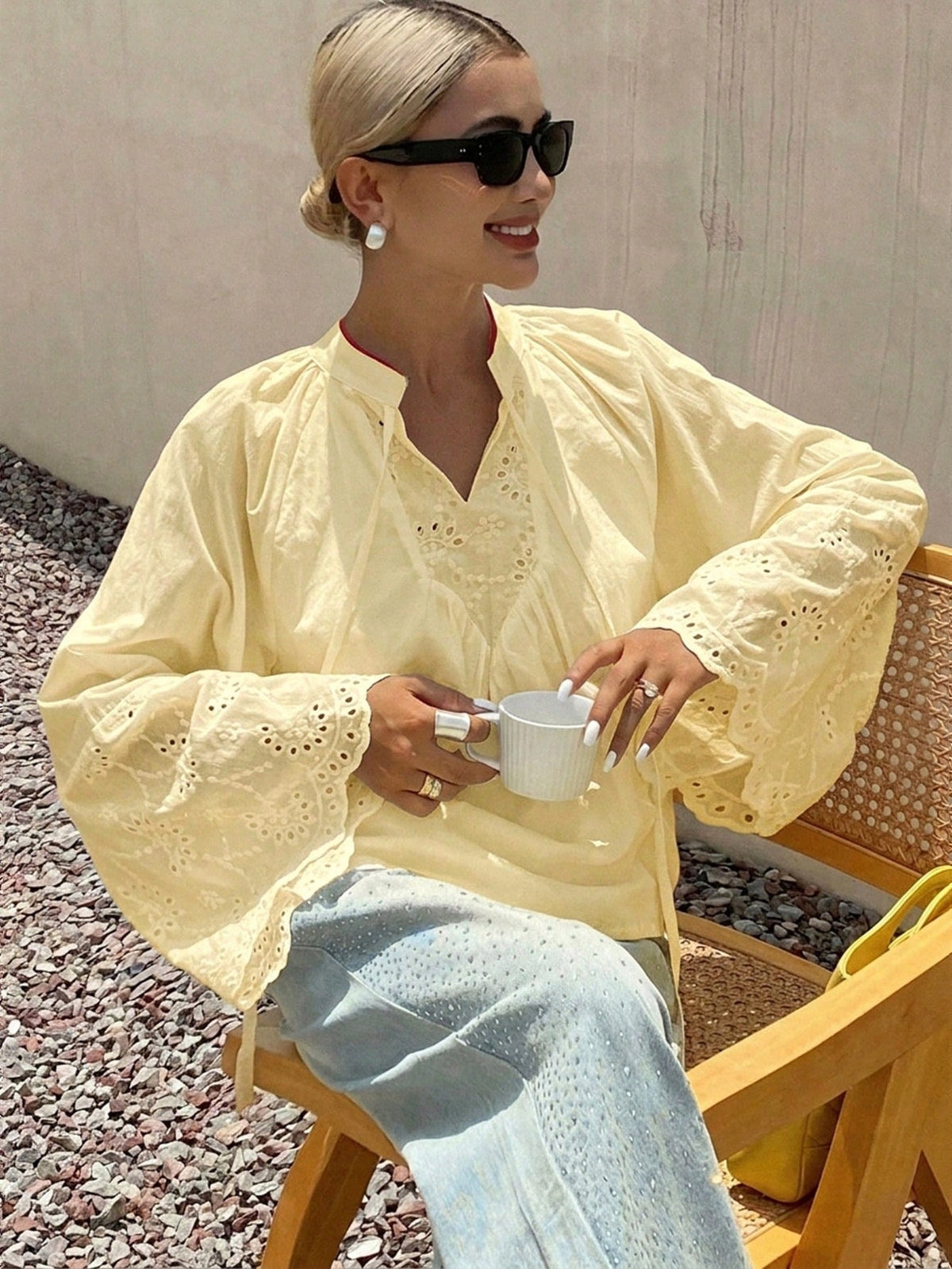 DAZY Women's Loose Casual Vacation Style Shirt, Summer New Arrival School