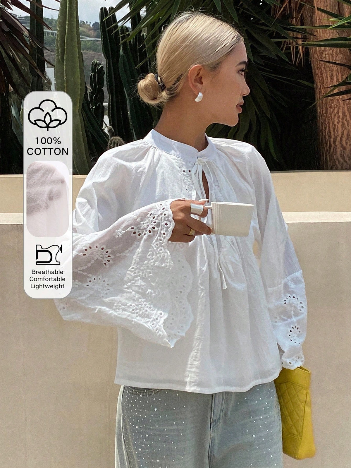 DAZY Women's Loose Casual Vacation Style Shirt, Summer New Arrival School