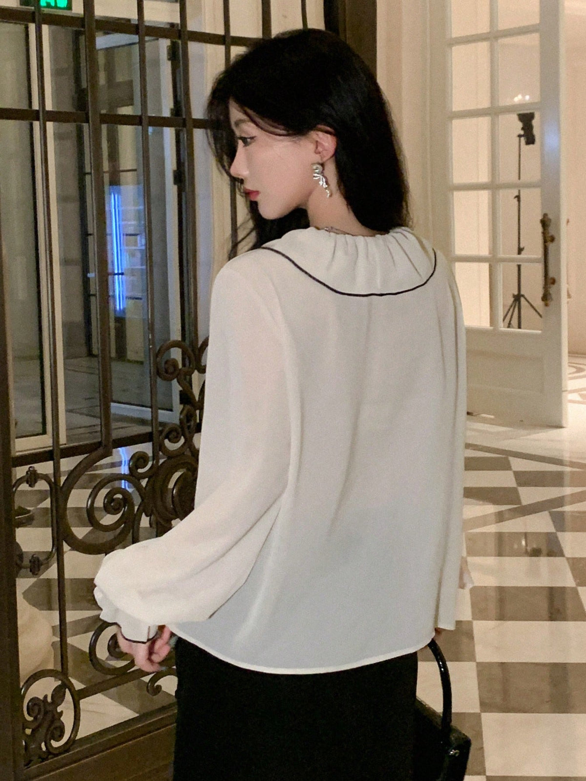 DAZY Women's New Arrival Autumn Ruffled Trimmed Blouse Shirt,Long Sleeve Tops,Fall Women Clothes